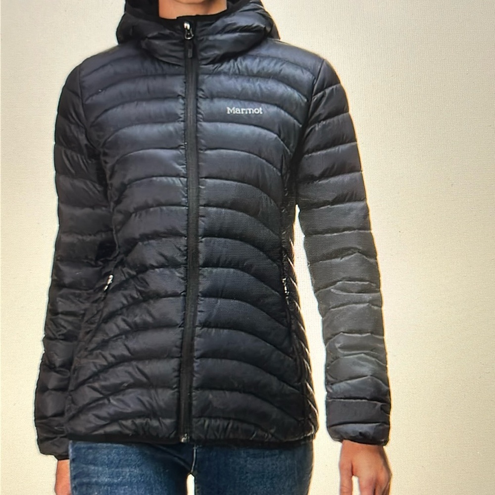Marmot, ladies  black small hooded jacket